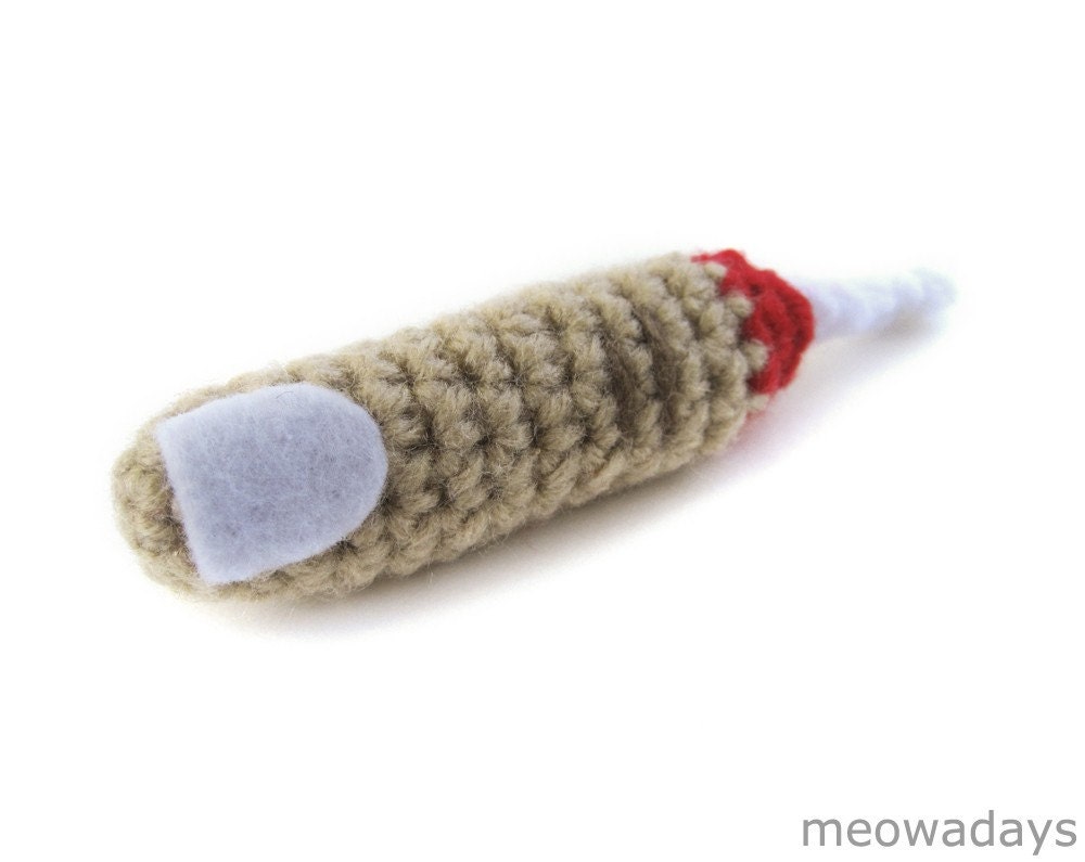 CAT TOY catnip ZOMBIE finger severed organic crocheted pet toys