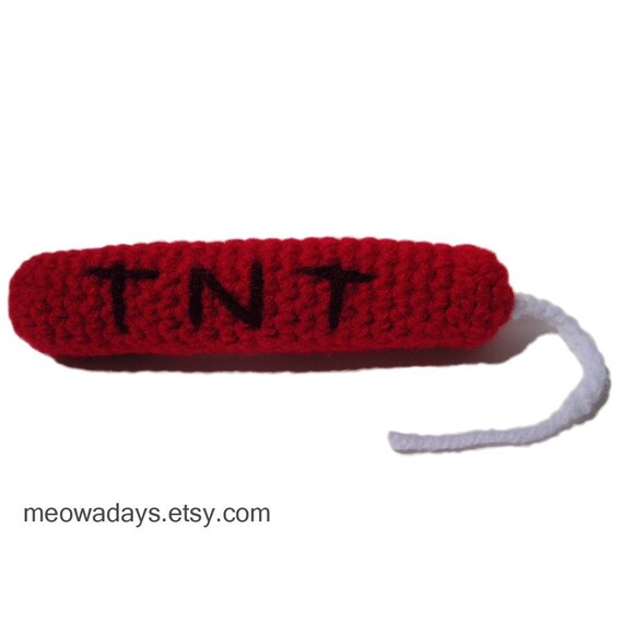 TNT Dynamite Stick organic catnip crocheted toy by meowadays