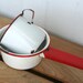 Vintage Enamel Saucepan and Mug Red and White Enamel