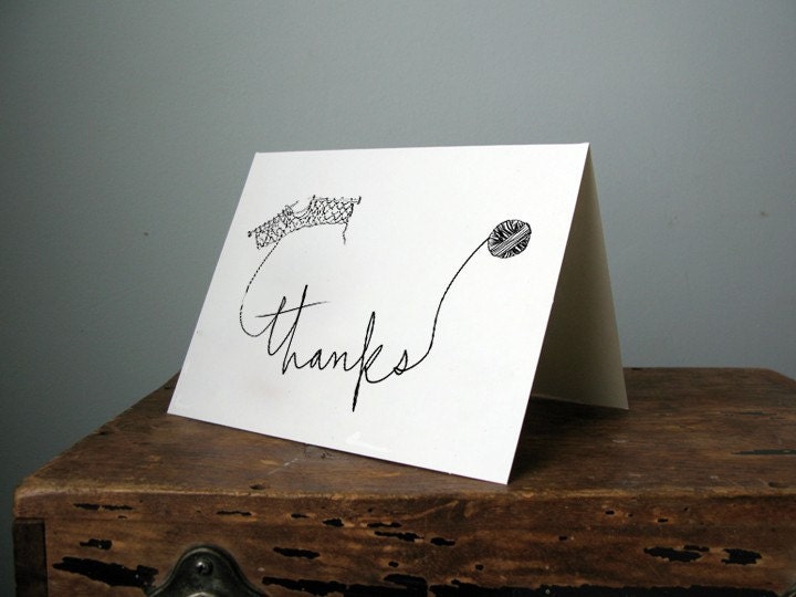 note card - blank - knit thanks