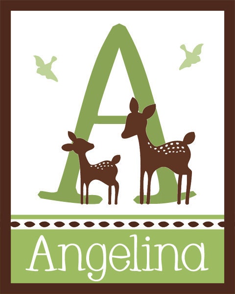 Personalized (Willow Deer) 8x10 Matte Letter Name Print