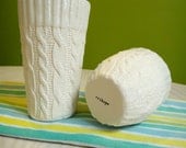 Reserve listing for NELLY- Set of 8 Cable knit ceramic tall cups - Ivory Glazed edge