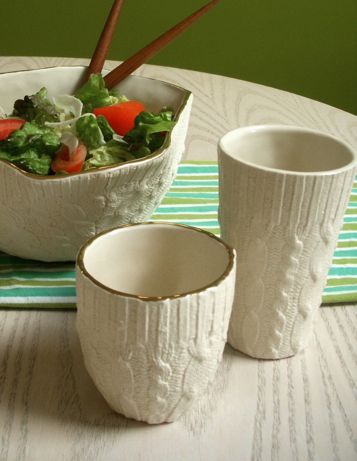 Ivory Cable knit ceramic cup