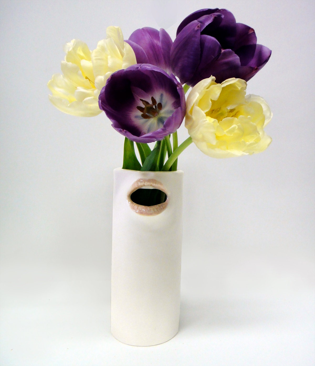 Quirky ceramic cylinder mouth vase