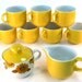 Vintage Cream and Sugar Set / Sunshine Yellow with Coffee Cups by Alfred Meakin England