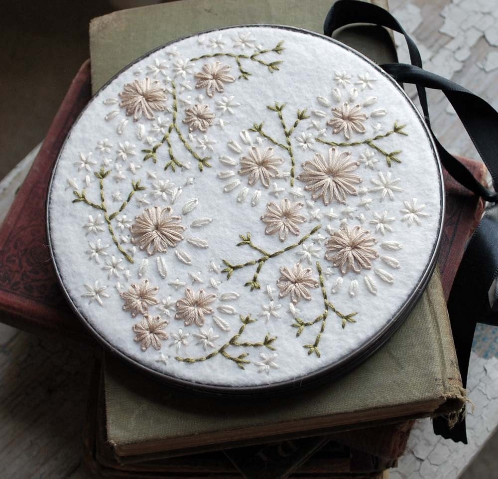 Hand Embroidery Wool Felt Hoop Art in Bare Branches by LoveMaude