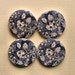 6 Large Wood Buttons Black Floral Design 30mm B37