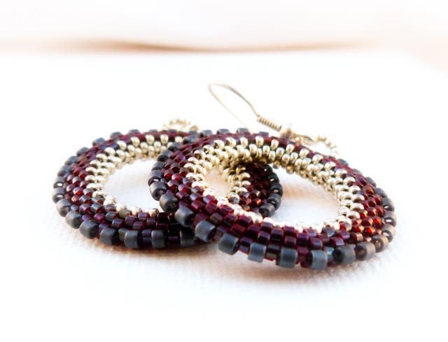 Cherry Silver Chic Wheel. January fashion jewelry. Hoop Earrings   Birthday gift idea made to order