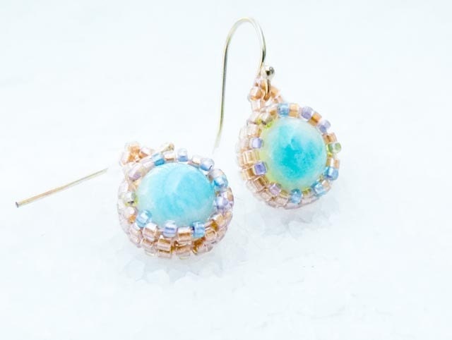 The Breath. Bridesmade dangle seed beads earrings. Turquoise, Rustic wedding,  tbteam