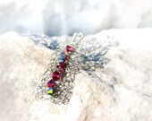 Fuchsia wire crochet Swarovski pendant/ necklace Boho chic  summer fashion jewelry