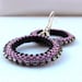 Dust pink black silver beadwork hoop earrings. Steampunk geometric seed beads jewelry Mothers day gift idea