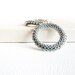 Silver rainbow gray hoop earrings Steam-punk gear shape inspired Beaded modern office fashion jewelry