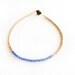 Thin beaded anklet Indigo gold tiny seed bead ankle cuff bracelet. sexy foot jewelry, color blocking,