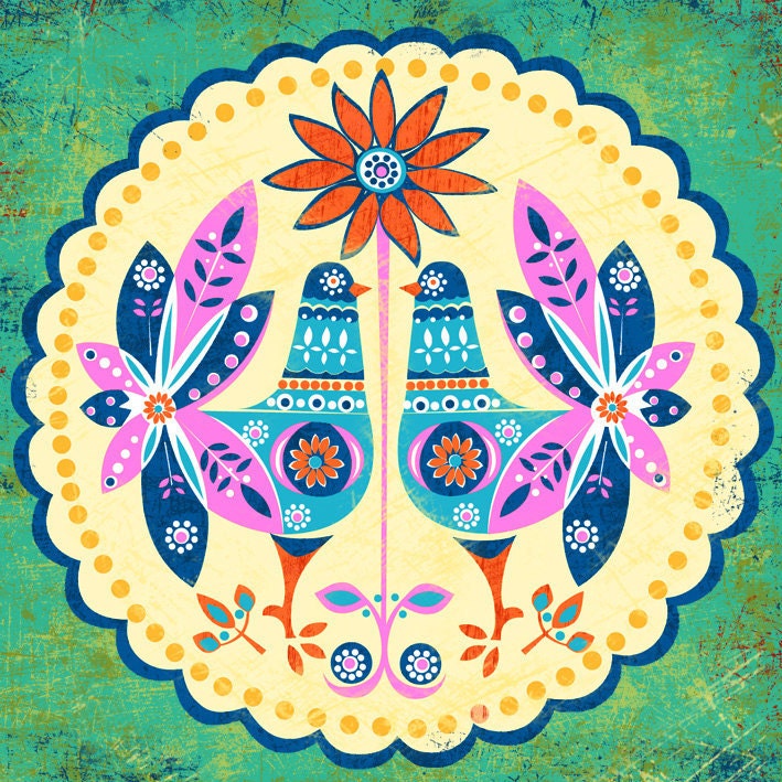 Folklore Mandala No 2-art print