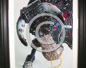 Raging Bull Fashioned from Computer Parts. Signed Photo Print.