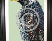 Cool Penguin Fashioned from Computer Parts. Signed Photo Print.