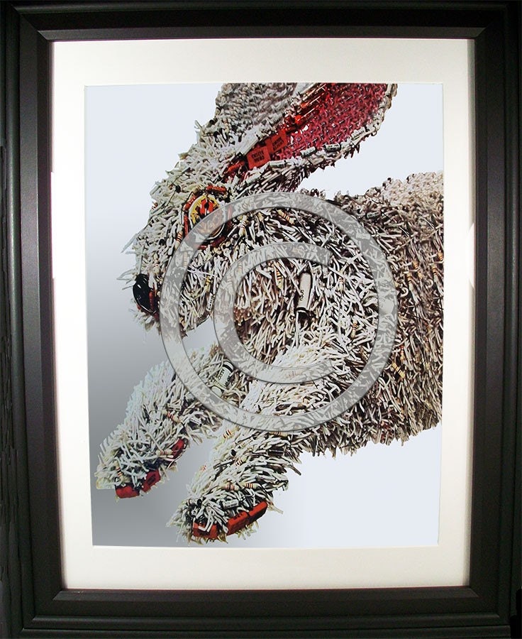 Rabbit Fashioned from Computer Parts. Signed Photo Print. (H)