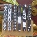 Wooden Clothespins. Set of 6 handpainted and decoupaged in black and white