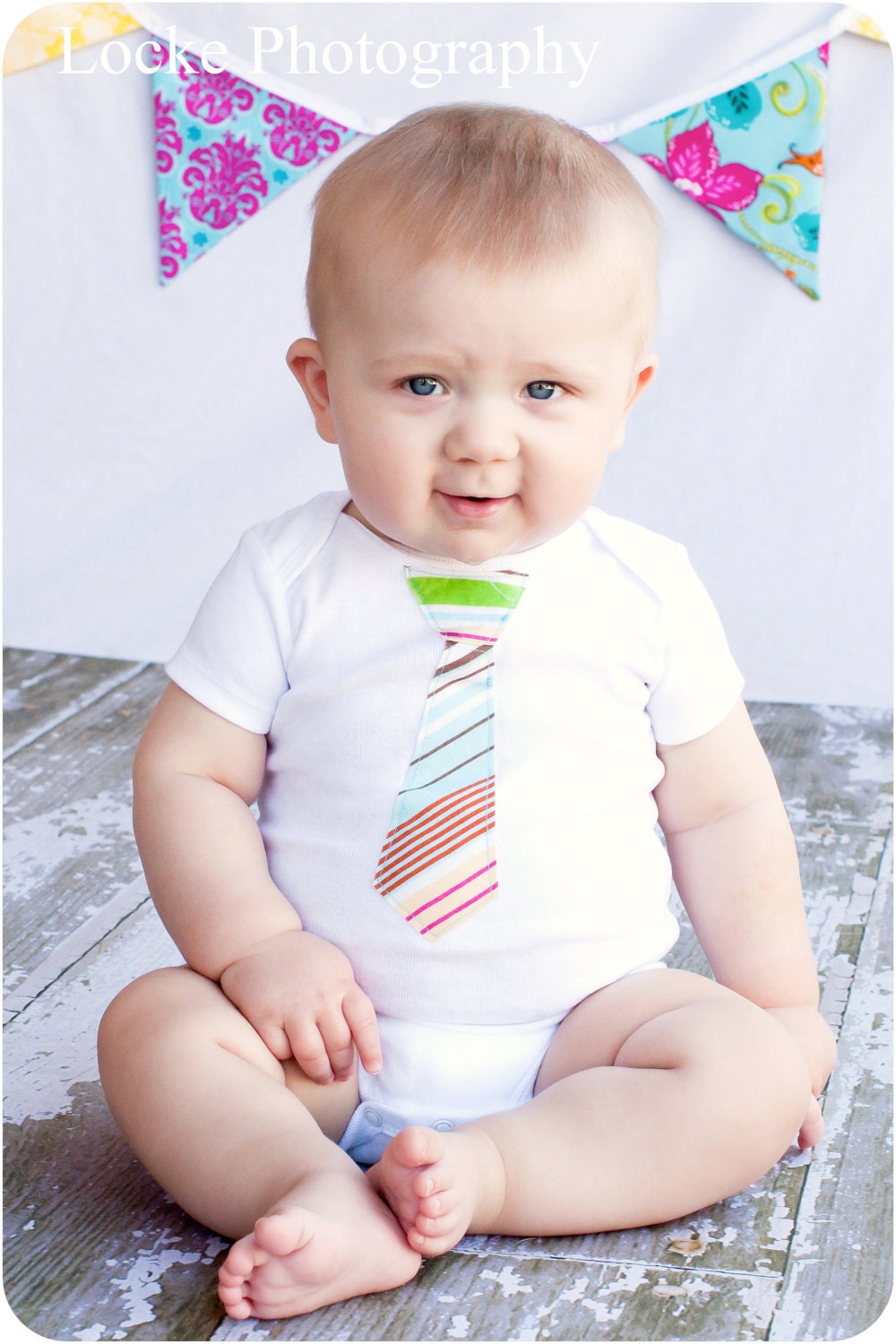 Pastel Spring Striped Tie Shirt Onesie Baby Toddler