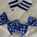 Blue and White Varsity Collection Bow Tube Sock Leg Warmers baby legs