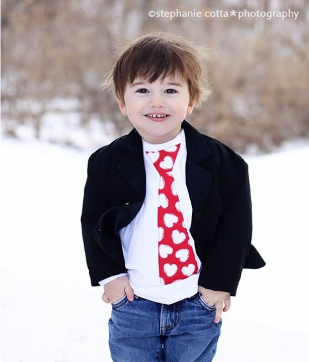 Red Heart Valentines Day Tie Shirt / Onesie