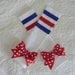 Red White and Blue Varsity Collection Bow Tube Sock Leg Warmers baby legs