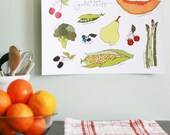 Kitchen Art Print - Eat the Good Stuff- Fruits and Vegetables - 11x17