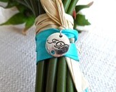 I DO Wedding Charm with Colored Crystal - Perfect addition to your Wedding Bouquet or Boutonniere