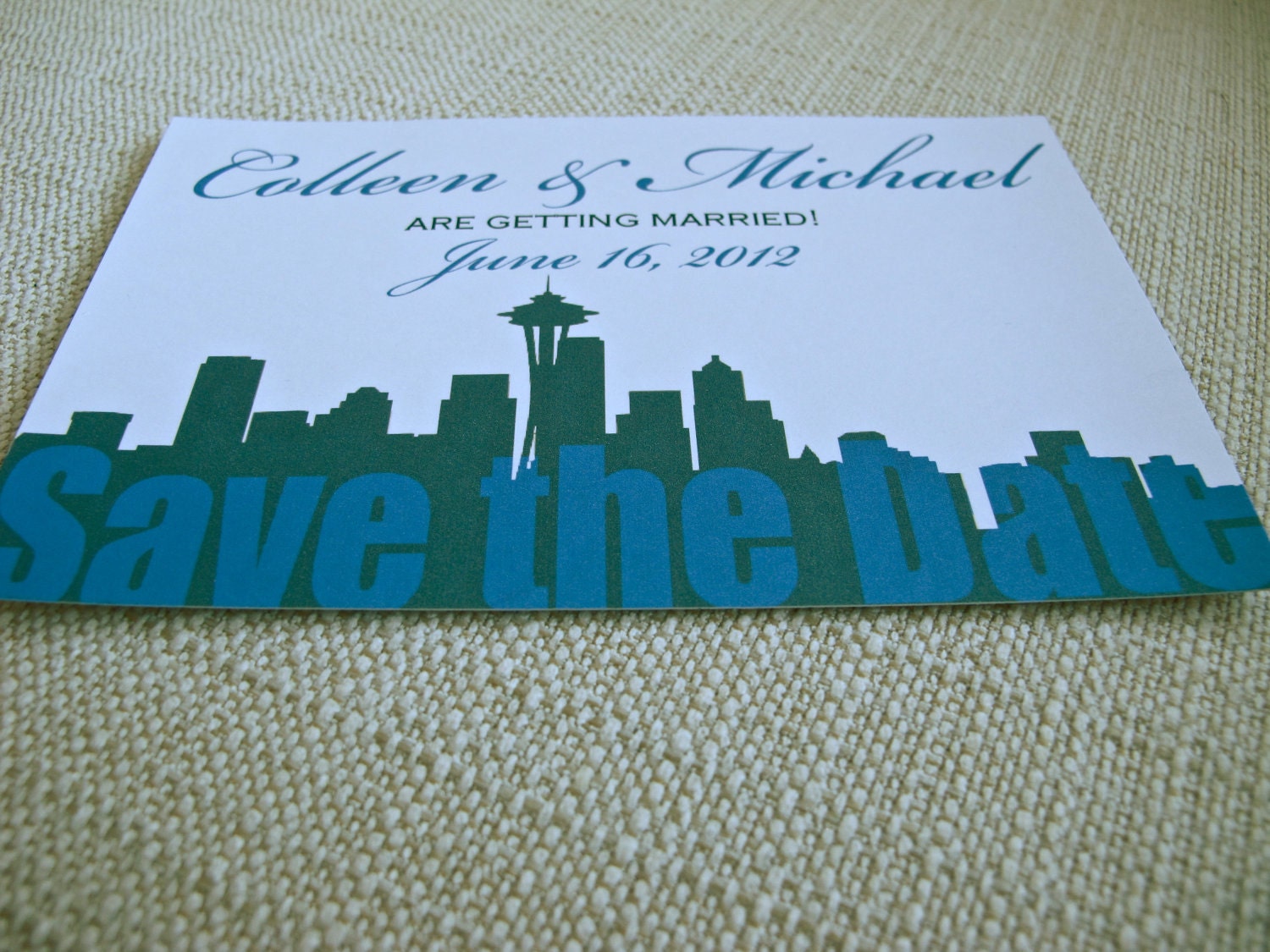 Wedding Save the Date Seattle Postcard