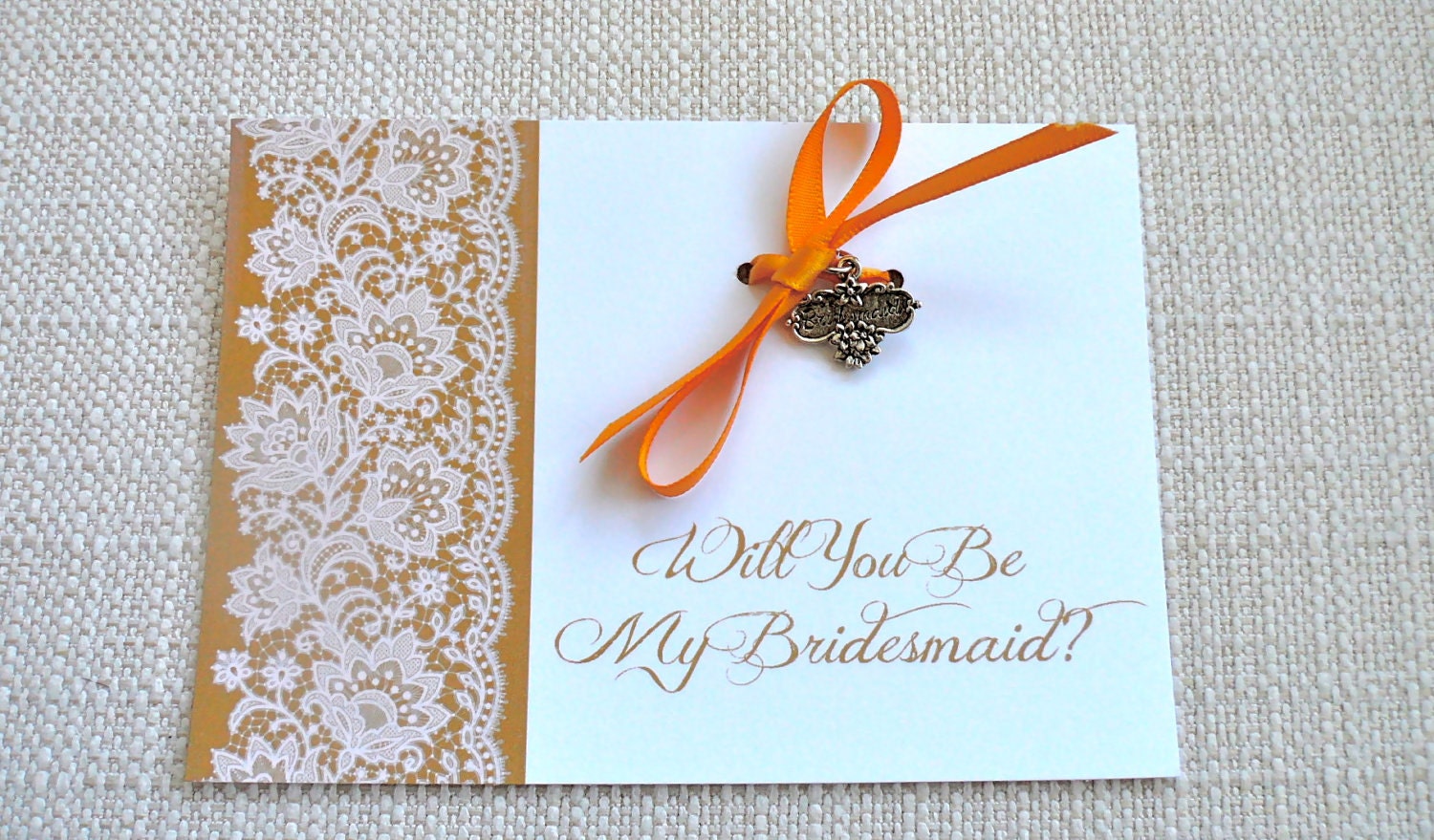 Will You Be My Bridesmaid Wedding Charm Card Gift.  Personalized Cards for the Bridesmaids and Wedding Party