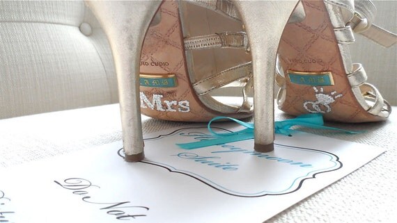 MR. and MRS. Shoe Sticker in Silver Crystal Perfect for Wedding Props and Unique Photo Opp