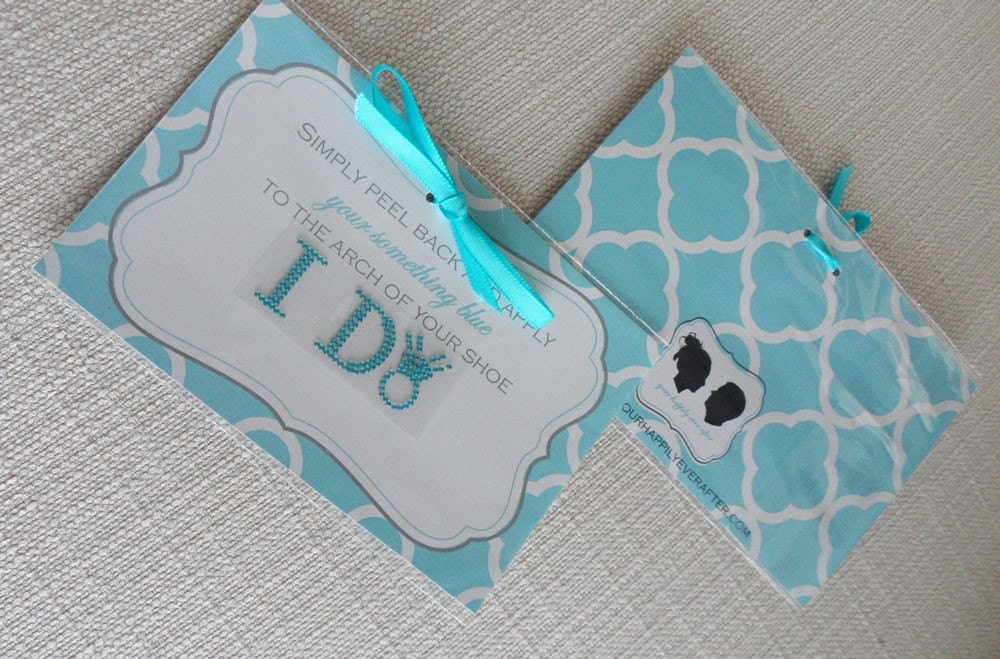 Wedding I DO Crystal Shoe Stickers in Blue with Diamond Wedding Ring for your Bridal Shoes