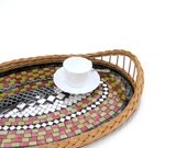 Serving tray Bon Appetit chic colorful mosaic home decor with mirror warm fall colors