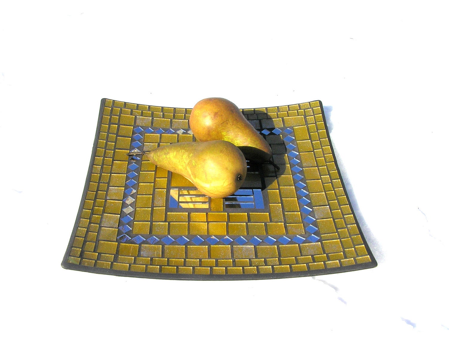Golden yellow fruit platter designer mosaic chic modern home decor - SirliMosaic
