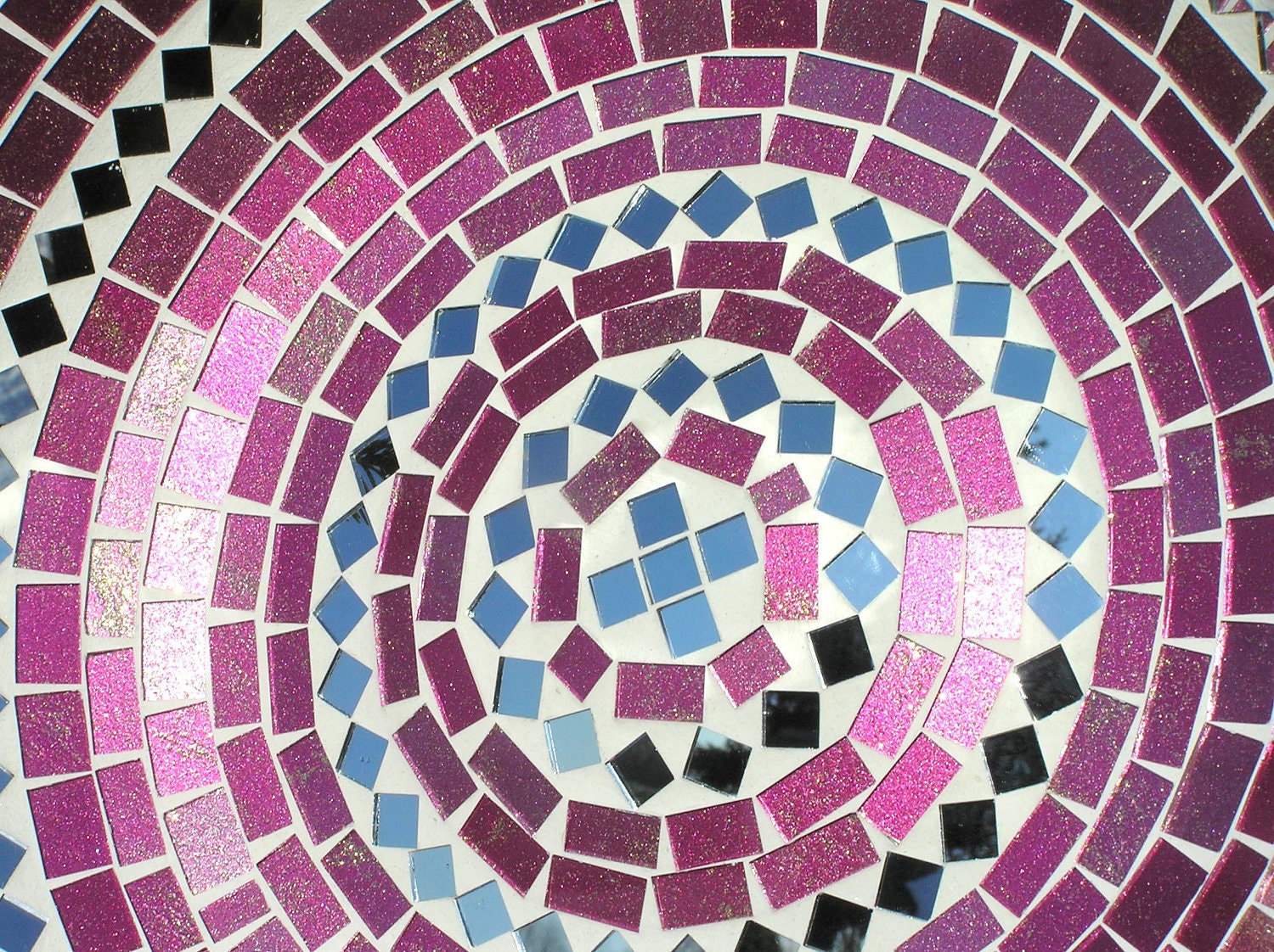 Platter large pink violet glass mosaic art home decor