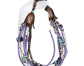 plus size bracelet for mom, beaded,  unique, purple,  blue multicolored-handmade