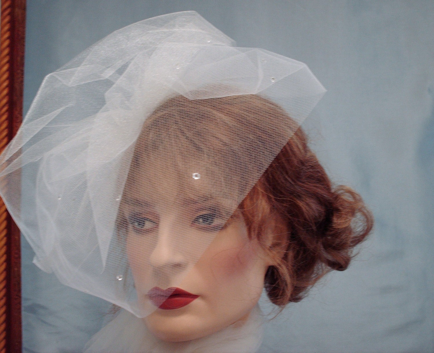 Tulle Birdcage Veil, Birdcage Blusher Veil, Bridal Veil, Double Layer Veil, Ivory Teardrop Tulle, Bridal Accessories, Weddings
