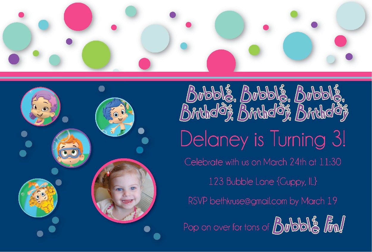 girl bubble guppies birthday invitation PDF Il_170x135
