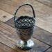 Vintage Silverplate Ornate Basket, Pierced, Grapes Pattern Detail, Silver Plate Handle Pedestal, Victorian Antique Home Decor