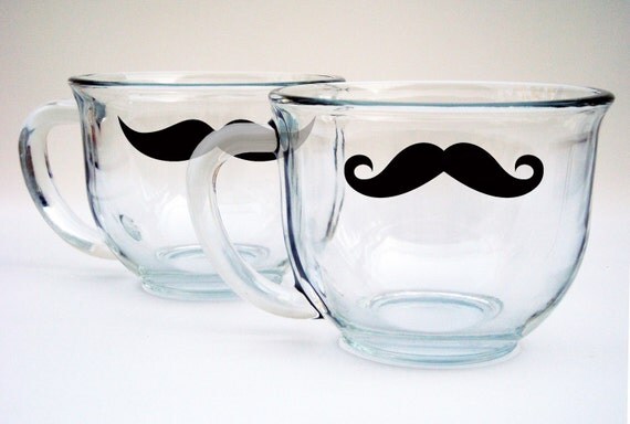 Oversized Glass Coffee Mugs - Variety of Colors and Styles (set of 2)