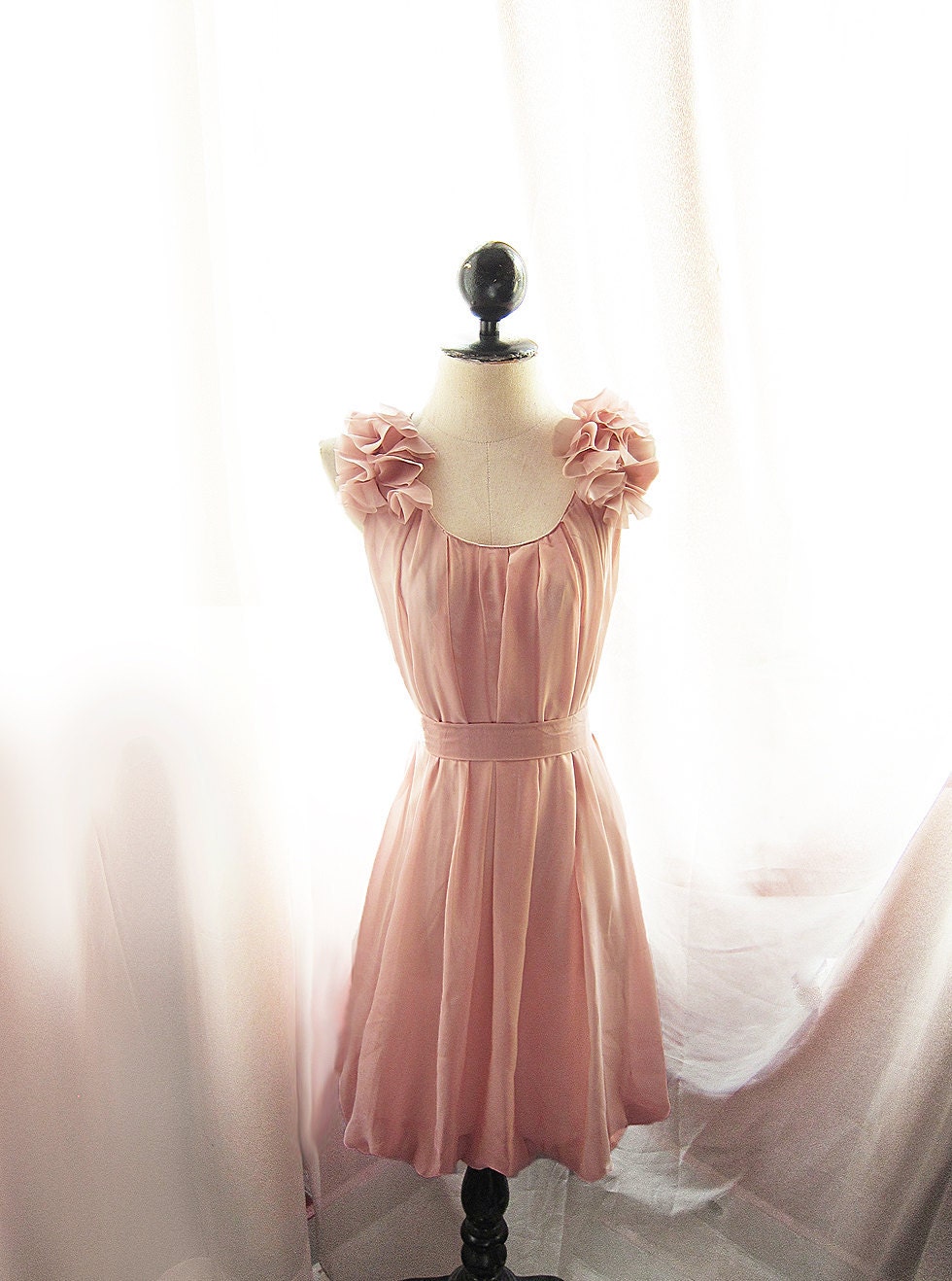 Angel Peach Alice in Wonderland Marie Antoinette Jane Austen Misty Nostalgia Dreamy Tea Rose Havisham Mille Feuille Cutouts Chiffon Dress