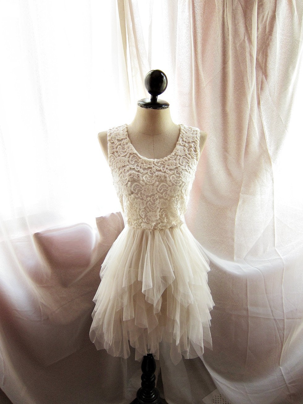 Nutcracker Queen Romantic Nude French Cream Pale Autumn Angel Halloween Ballerina Dream Whimsical Tulle Dreamy Lace Sexy Party Dress