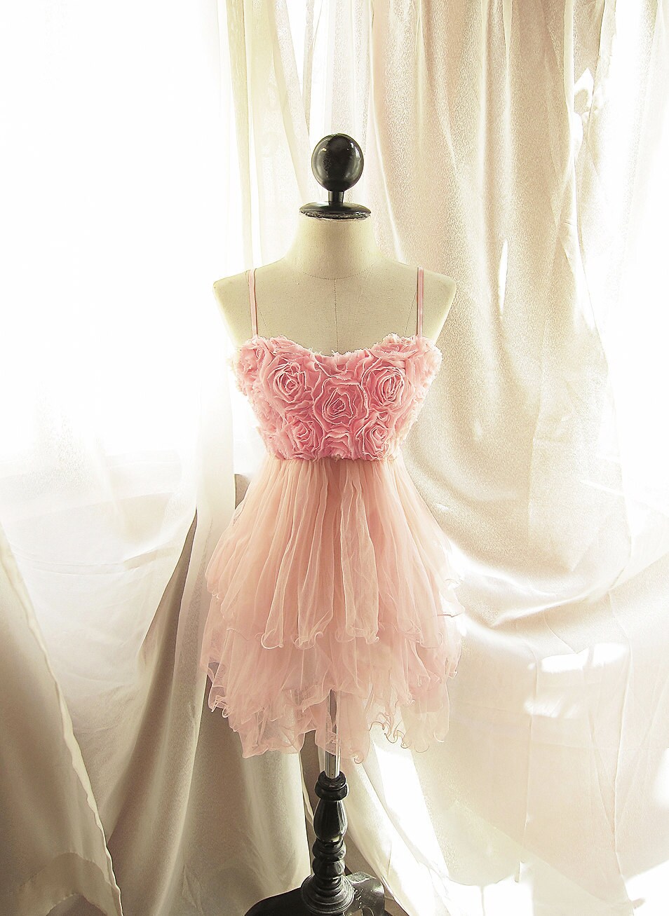 Alice in the Wonderland Romantic Fairy Pink Rosette Dress Angel Tulle Barbie Rose Tea Blush Dreamy Ethereal Whimsical Ballerina Dress