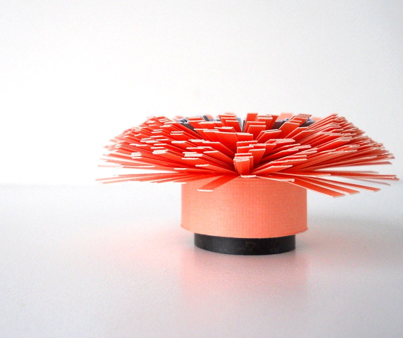 Magnet, Handmade Paper Flower - Peach, Teal, Turquoise, Gray, Grey, Lime Green, Pretty, Warm, Spring, Pastel, Pink, Hostess, Girlfriend