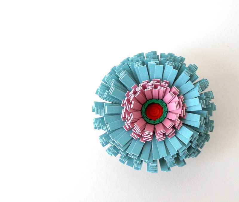 Magnet, Handmade Paper Flower - Blue, Turquoise, Teal, Purple, Pink, Red, Green, Aqua, Dusty Rose, Pretty, Spring, For Mom, Mother's Day