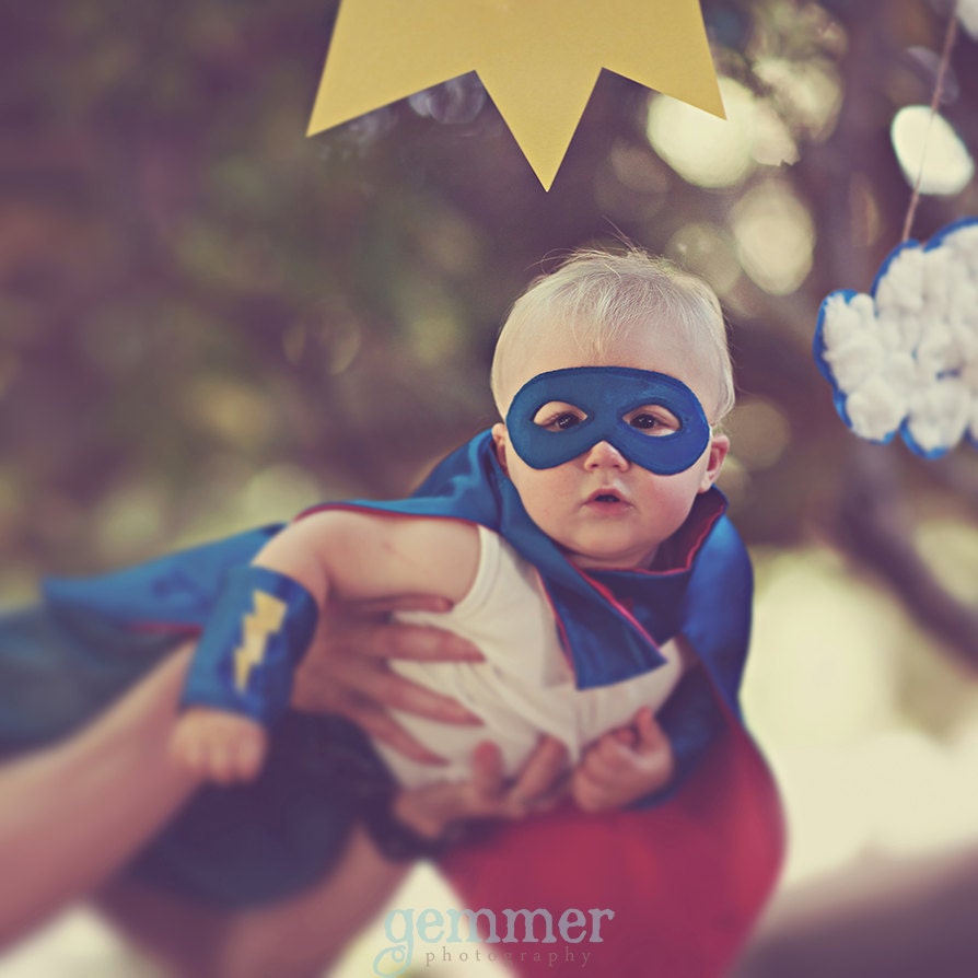 Superhero cape Super Hero Cape Custom Personalized Toddler Baby Cape Mask Cuff Set Photo shoot costume