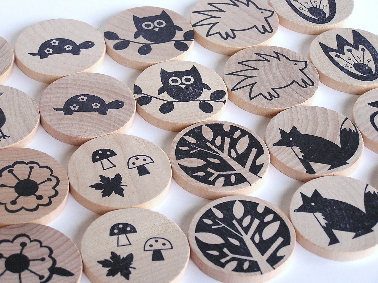 Waldorf-Natural Wood Toy- MATCH ME- Woodland Forest- Eco Friendly Memory Game
