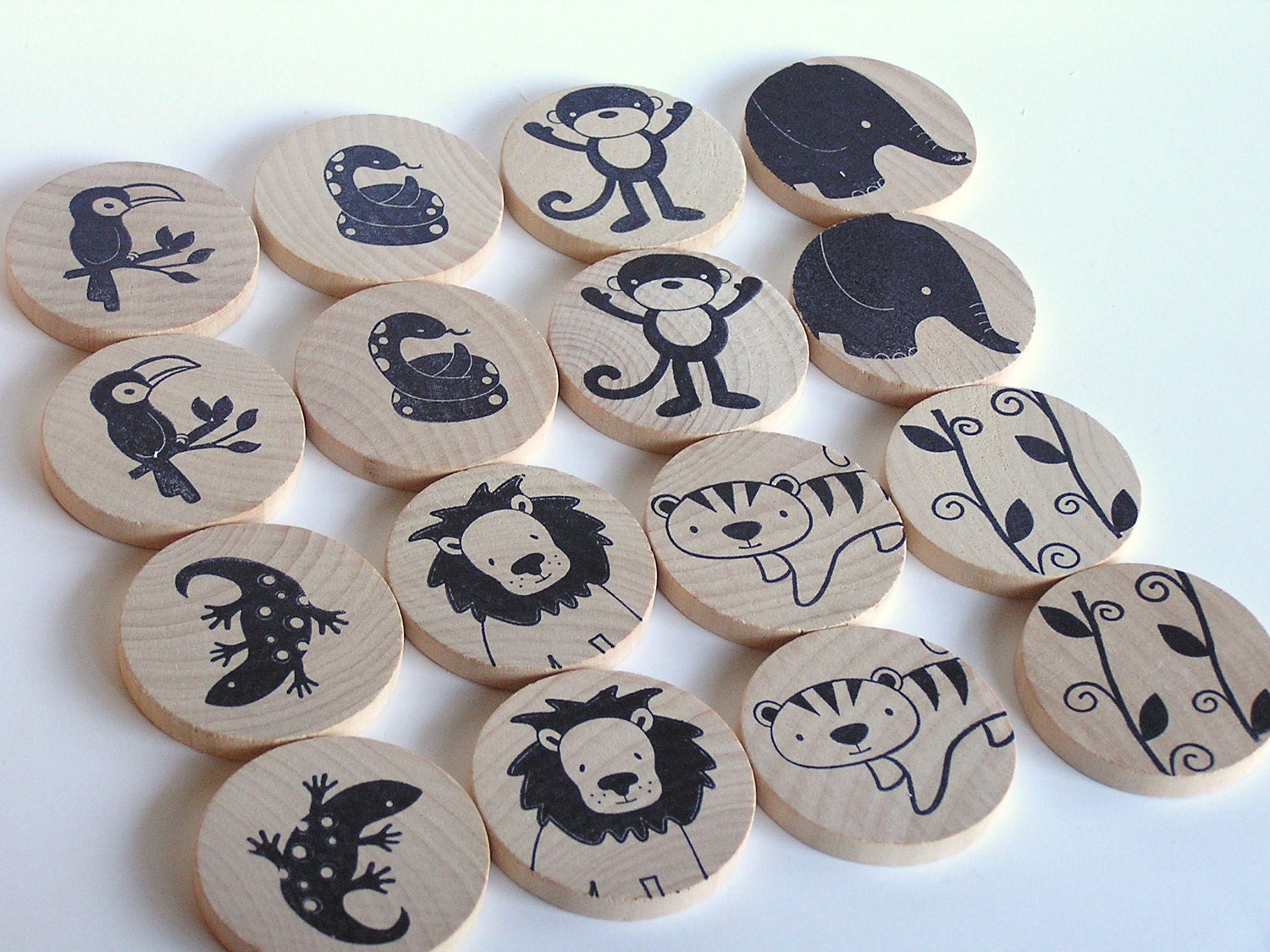 Waldorf-Wooden - MATCH ME- Jungle-  Eco-Memory Game