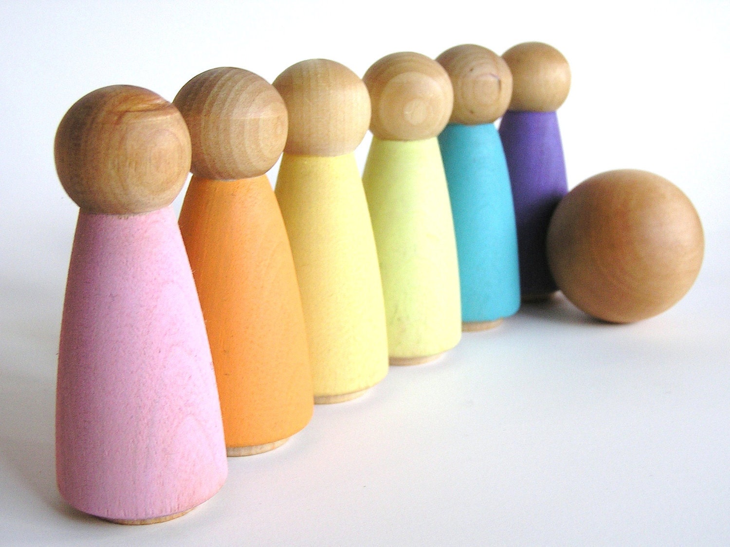 Natural Wood Toy- Blossom Girls- Bowling - Celebrate Spring-Waldorf -Montessori Themed -Game