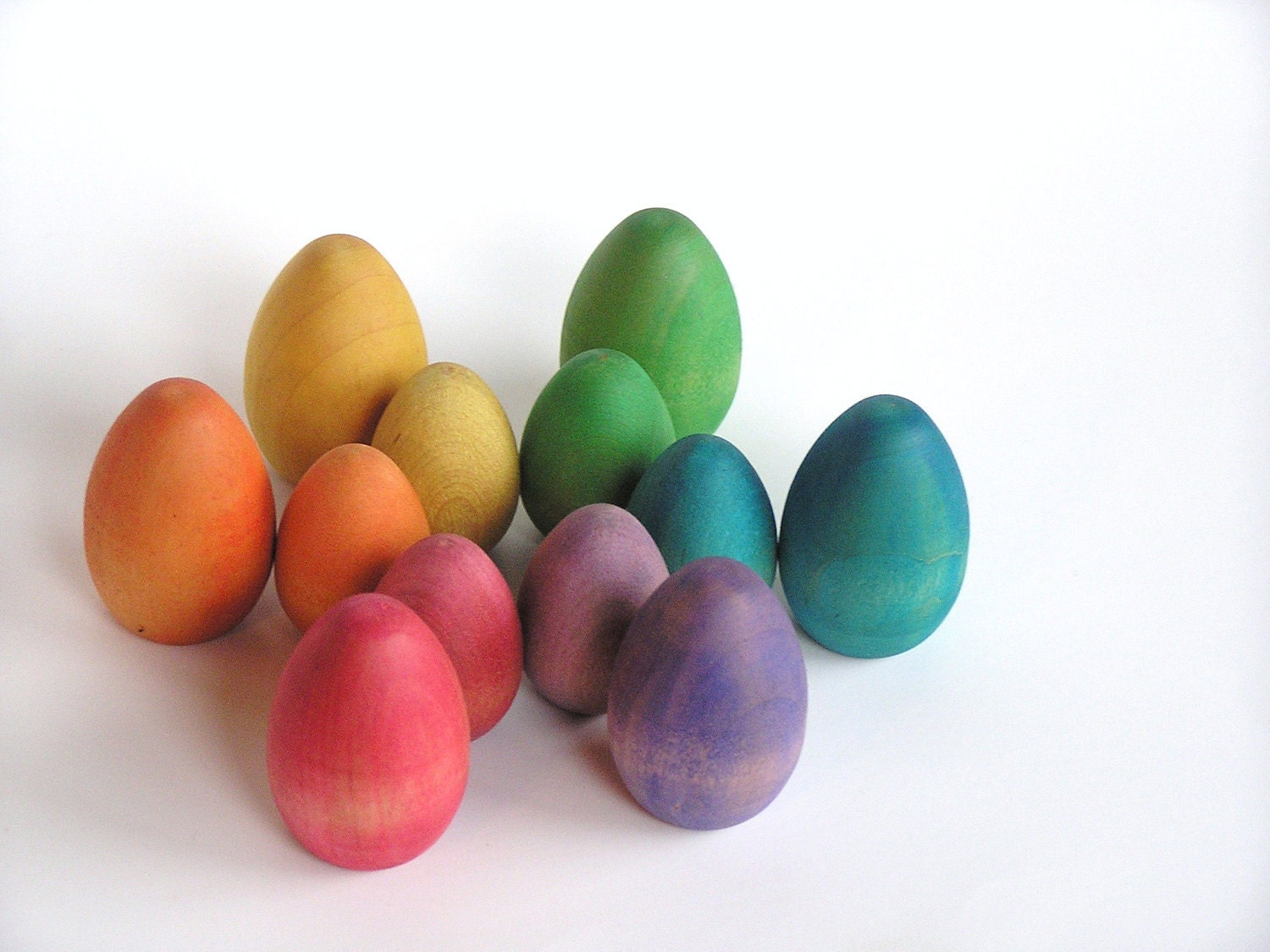 Waldorf-RAINBOW DOZEN - Easter Eggs - Montessori- Inspired Toy- Nature Table- Pretend Play Kitchen